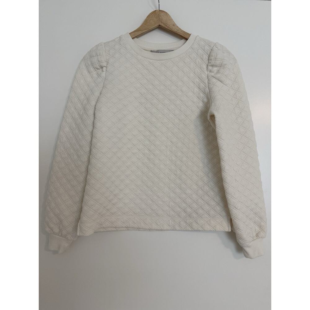 LOFT Quilted Long Sleeve Women’s Ivory Pullover Sweatshirt Size XXSP